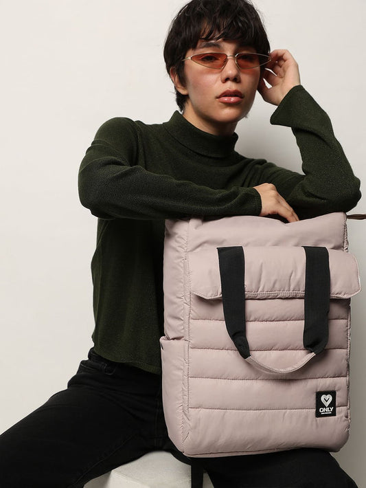 Beige Puffer Backpack