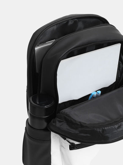 WHITE LOGO PRINT COLOURBLOCKED BACKPACK