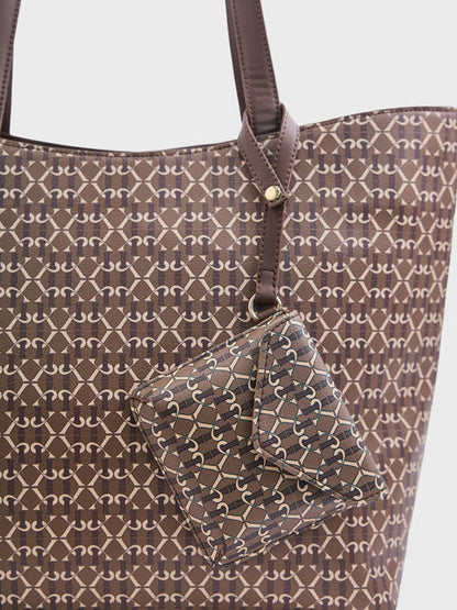 IYKYK by Nykaa - Brown Monogram Printed Totebag