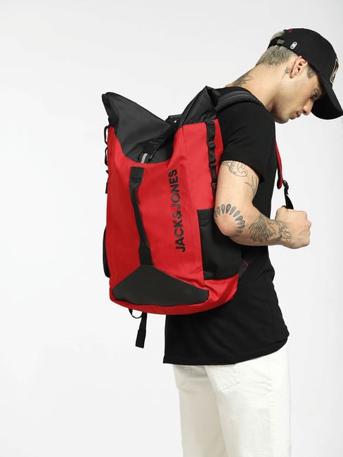 Jack & Jones Red Roll top Backpack