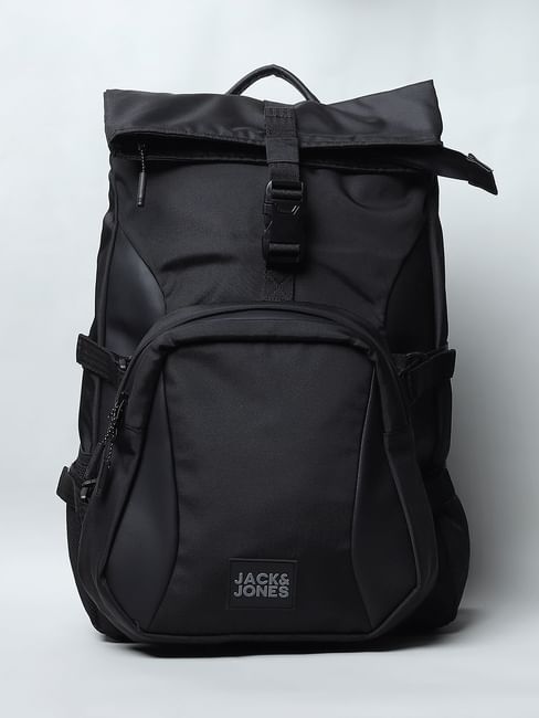 Jack & Jones Black Roll Top Backpack
