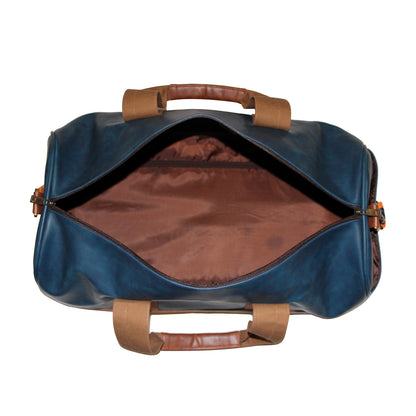 Blue & Brown Travel Duffle Bag