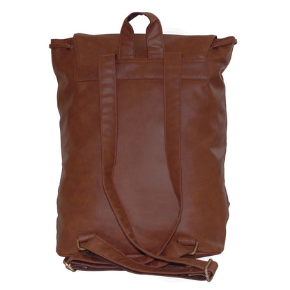 Dark Brown Faux Leather Backpack