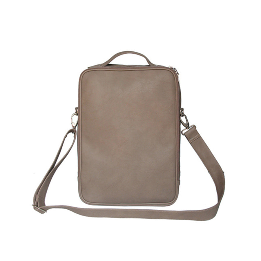Grey Faux Leather Messenger