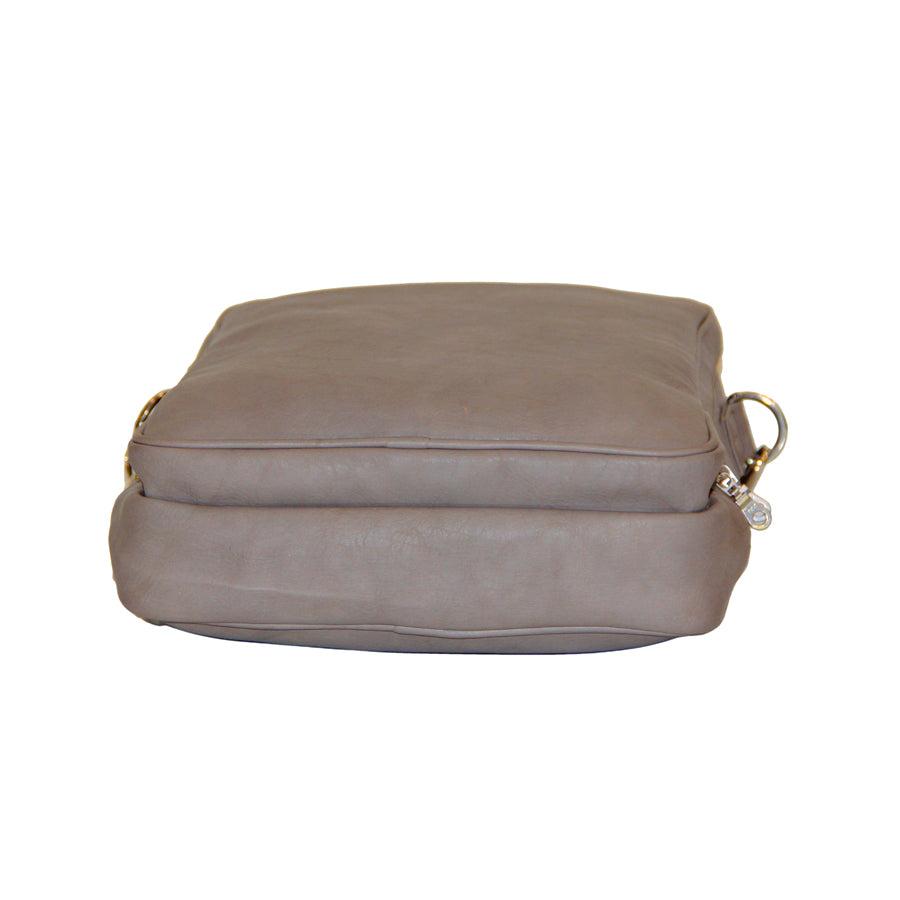 Grey Faux Leather Messenger