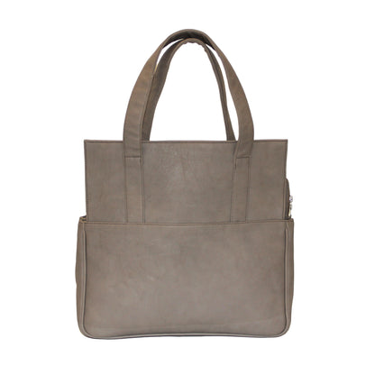 Grey Faux Leather Shoulder Bag