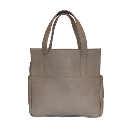 Grey Faux Leather Shoulder Bag