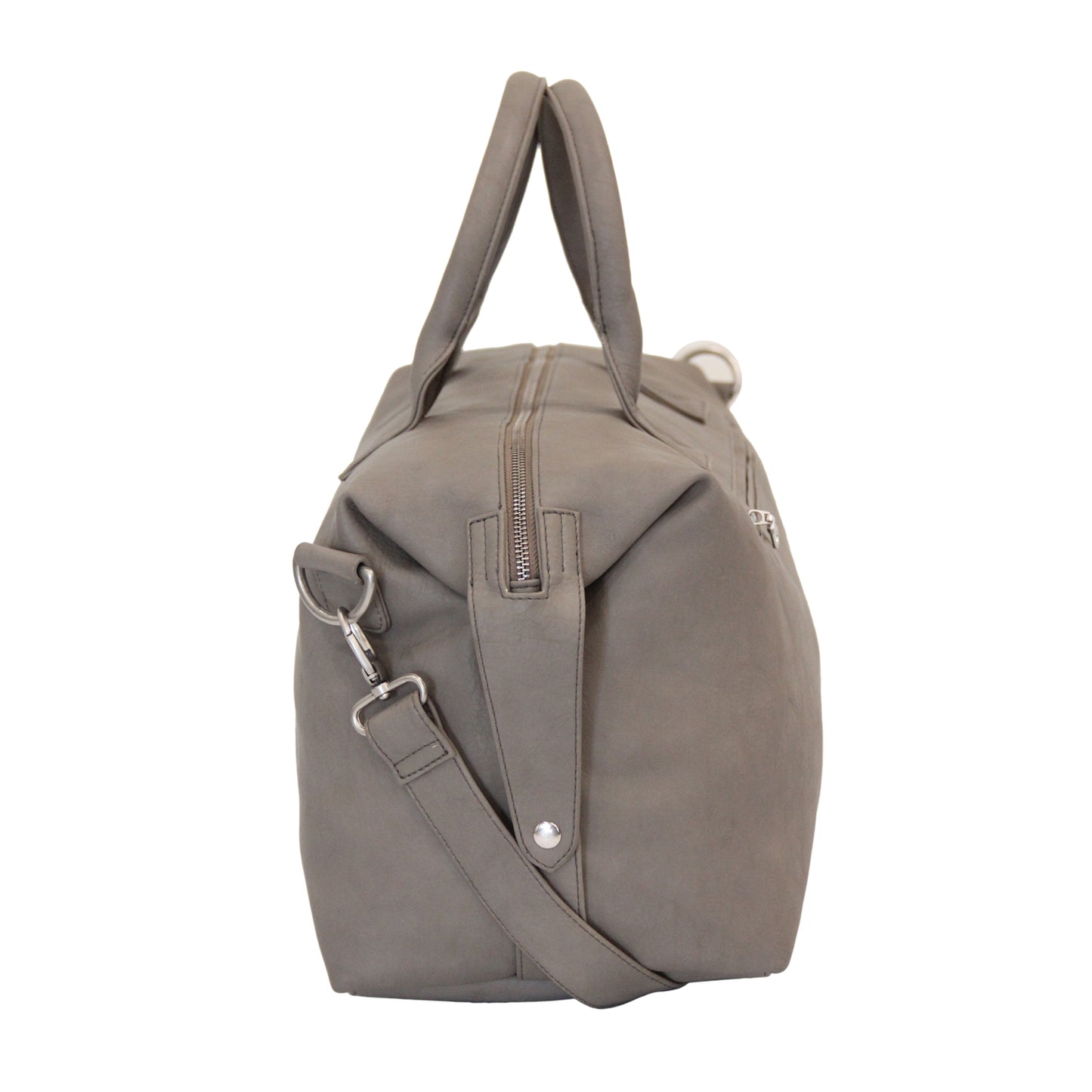 Grey Faux Leather Duffle