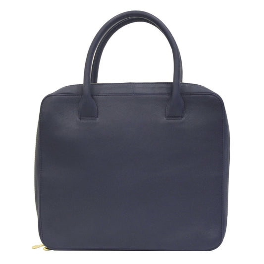 Marine Blue Leather Messenger