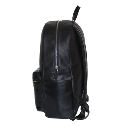 Quilted Black PU Backpack