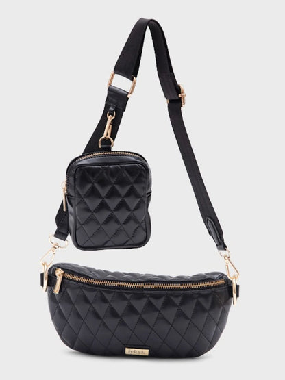 Black Elegant Quilted Sling & Cross Bag